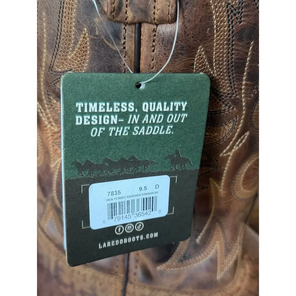 Laredo Mens Durant Block Heel Cowboy Boots 9.5